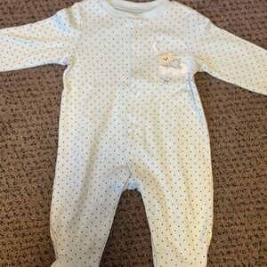 Little Me light blue and dark blue star Footie with hat